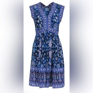 Rebecca Taylor - Blue Sleeveless Knee Length Multi-Floral Print Dress Size 0
